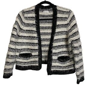 Calvin Klein Fuzzy Stripe Cardigan Cropped Soft Grunge Knit